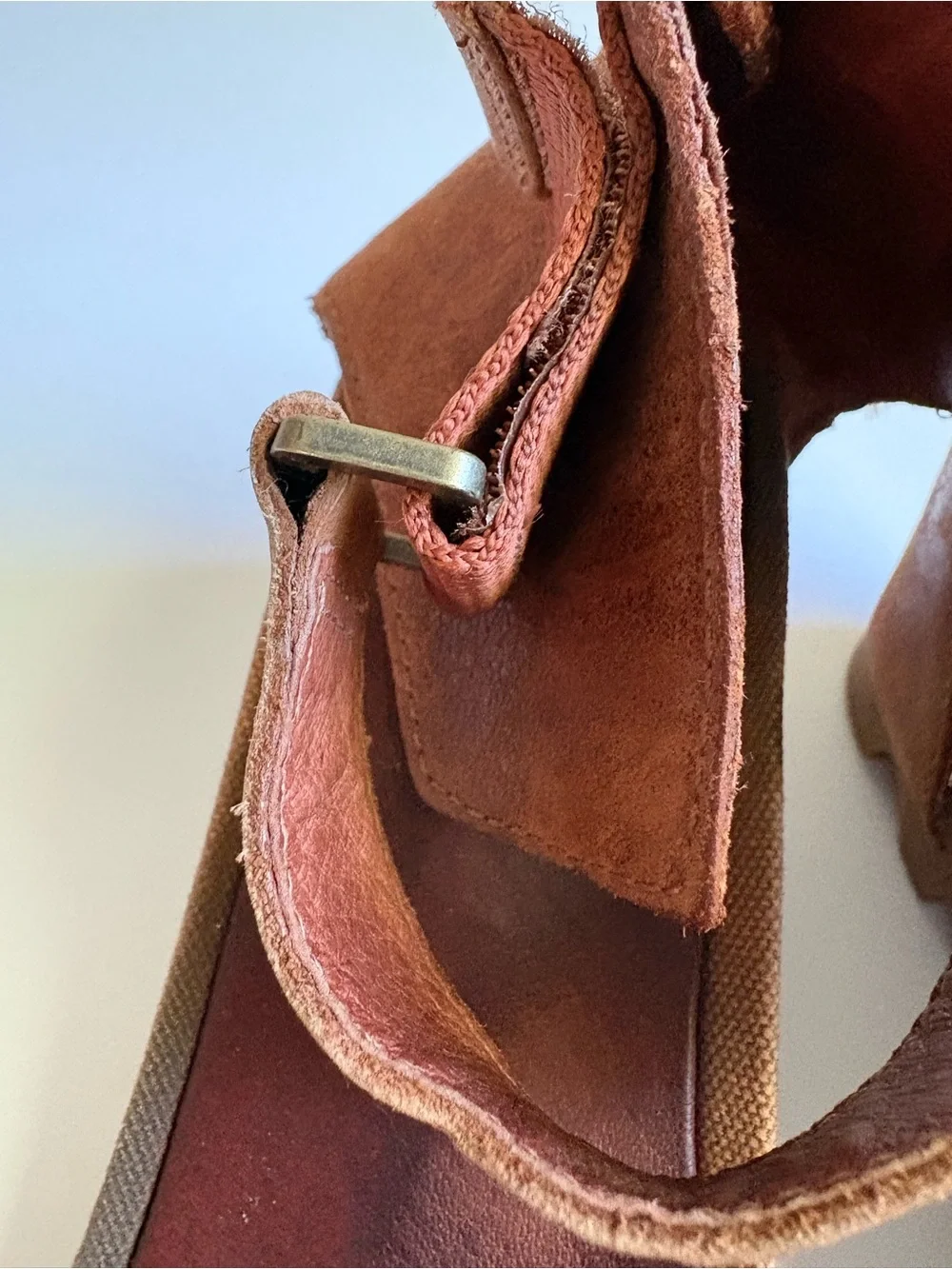 Sorel Joanie 2 Brown Ankle Strap Leather Wedge Sandals Open Toe Back Zip Size 10